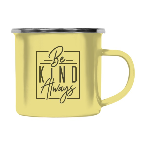 Barevný plecháček - nerezový lem s potiskem Be kind