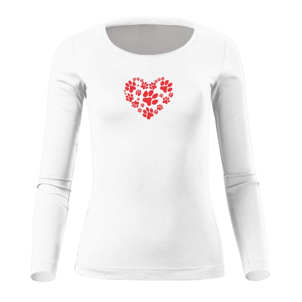 Tričko s potiskem Kočičí srdce z tlapek