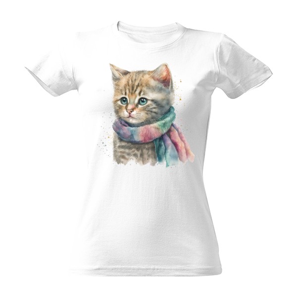 Tričko s potiskem Kotě se šálou