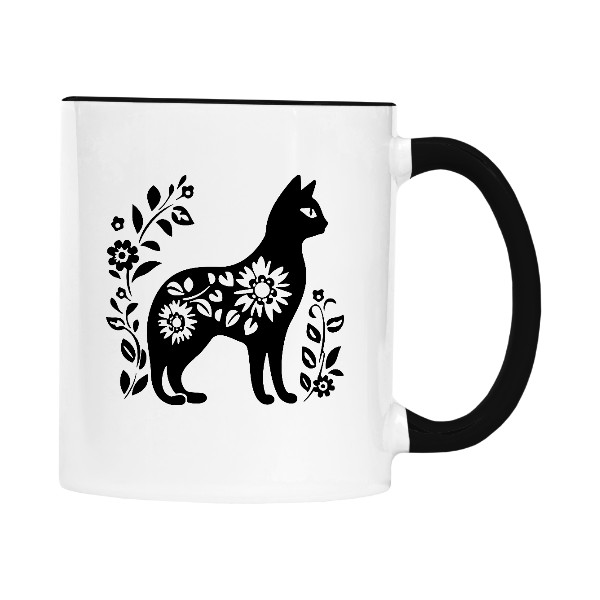 Hrnek malý barevný s potiskem Květinová kočka 5